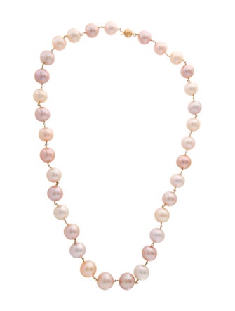 Necklace 14K Pearl & Diamond Bead Necklace