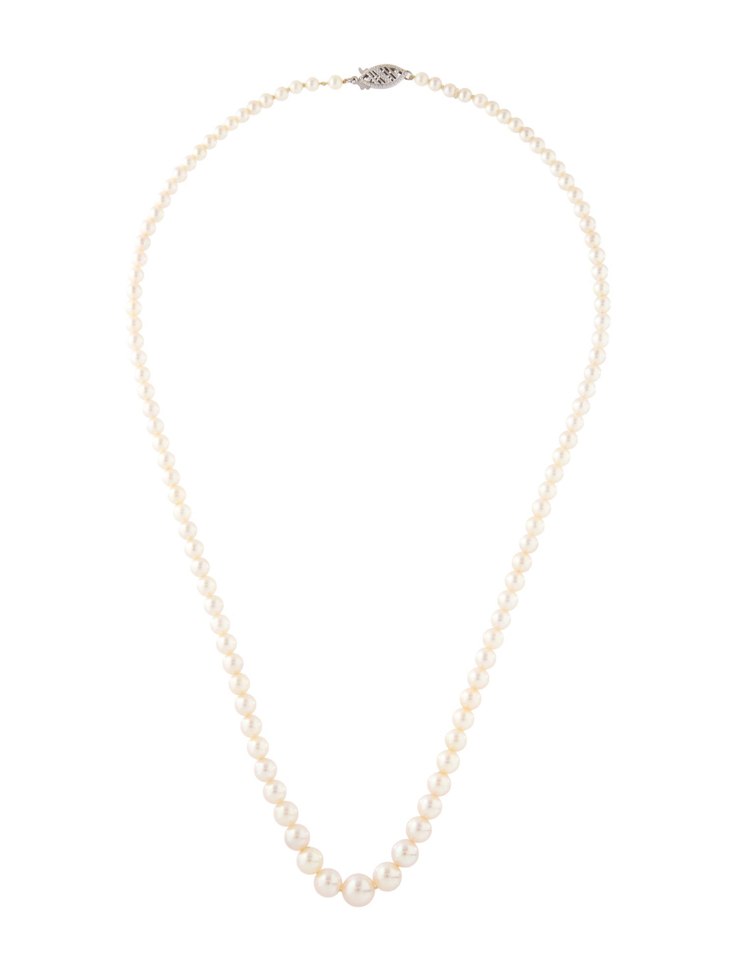 Necklace 10K Pearl Graduated Bead Strand Necklace