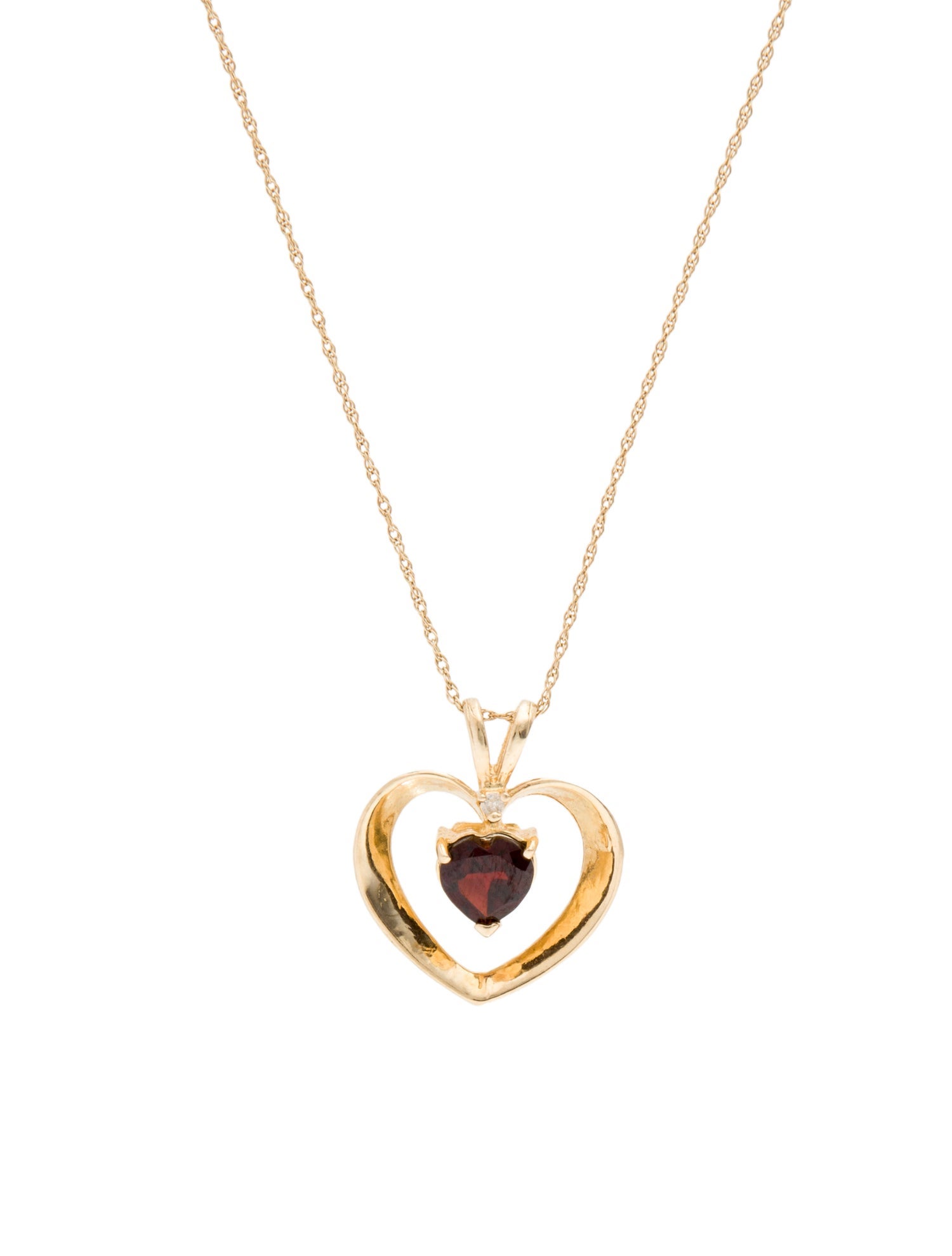Necklace 14K Garnet Heart Pendant Necklace