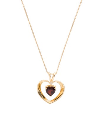 Necklace 14K Garnet Heart Pendant Necklace