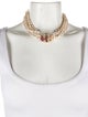 Necklace Retro 14K Pearl, Ruby & Diamond Bead Strand Necklace