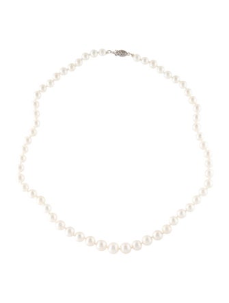 Necklace 14K Pearl Graduated Bead Strand Necklace