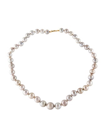 Necklace 14K Pearl Graduated Bead Strand Necklace