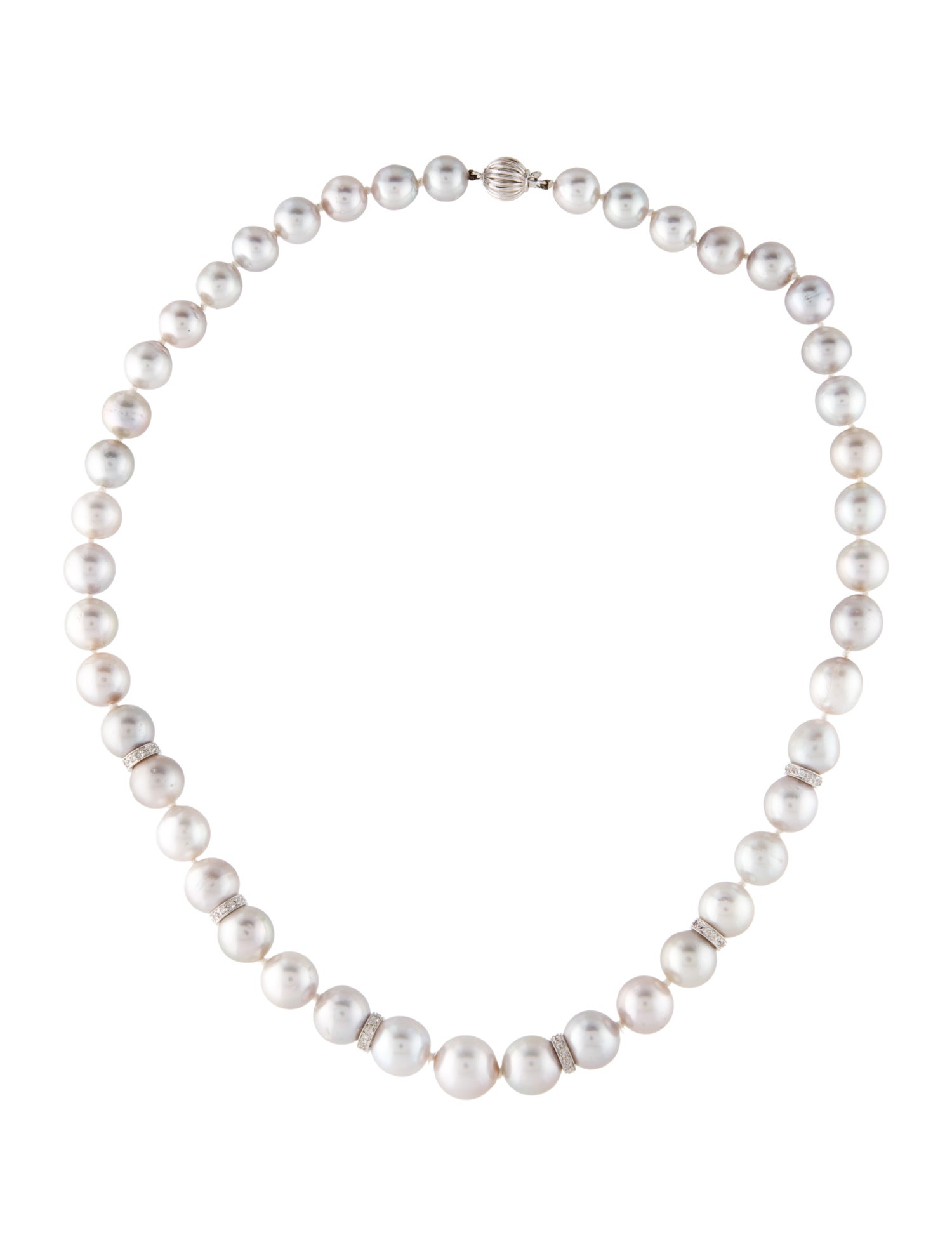 Necklace 14K Pearl & Diamond Bead Strand