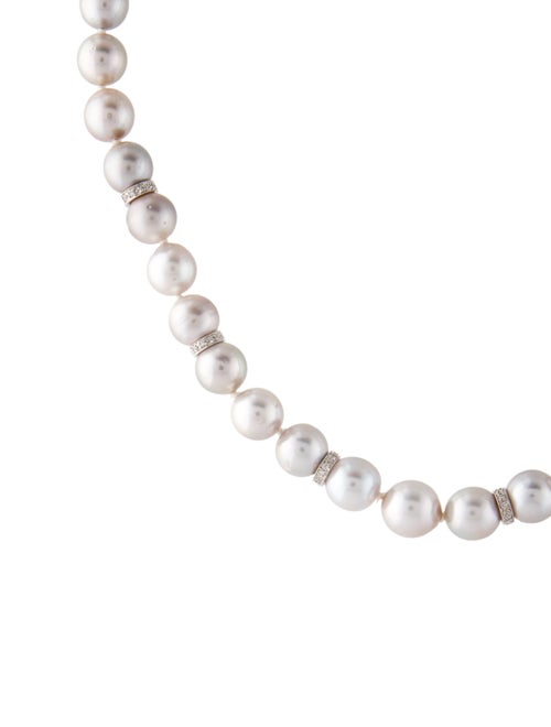 Necklace 14K Pearl & Diamond Bead Strand Necklace