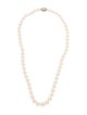 Necklace 10K Pearl & Diamond Graduated Bead Strand Necklace