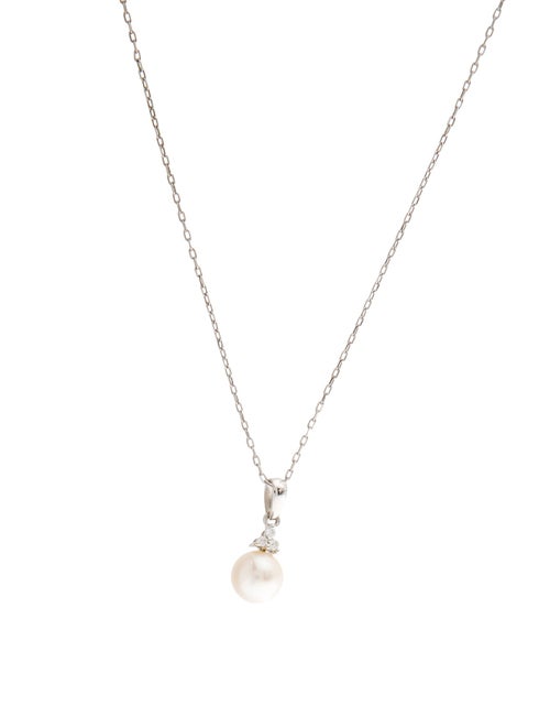 Necklace 14K Pearl & Diamond Pendant Necklace