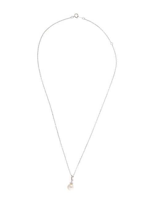 Necklace 14K Pearl & Diamond Pendant Necklace