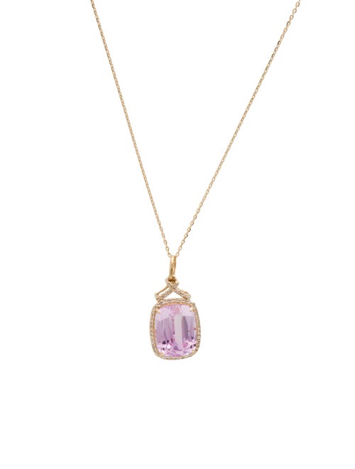Necklace 14K 7.91ct Kunzite & Diamond Pendant Necklace