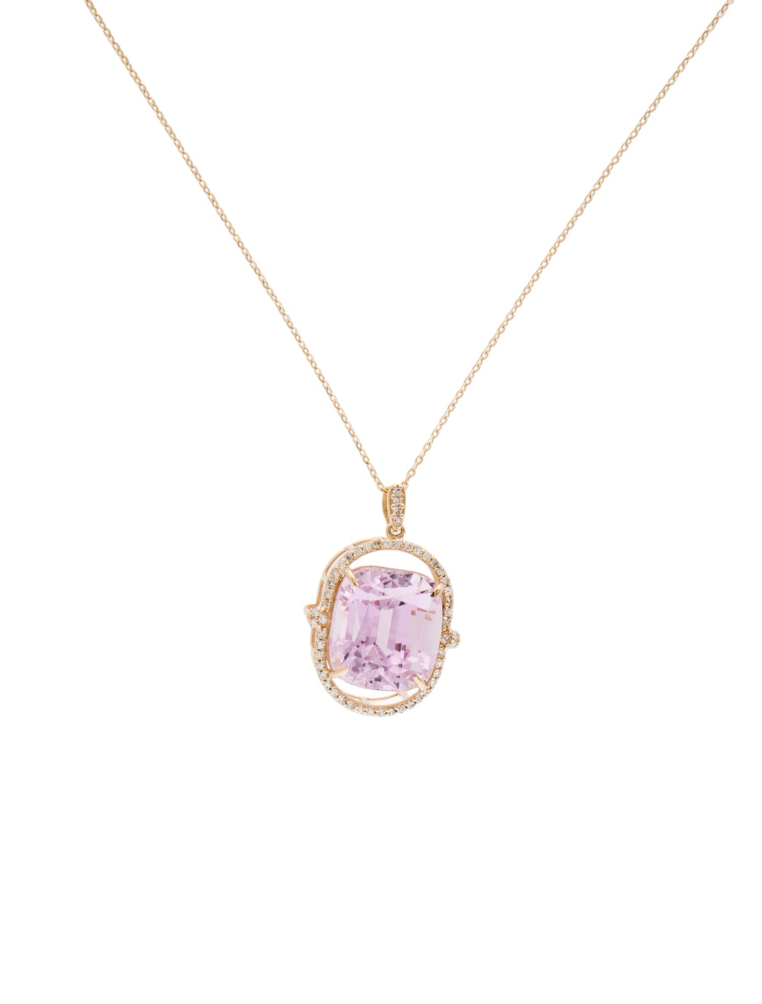 Necklace 14K 9.88ct Kunzite & Diamond Pendant