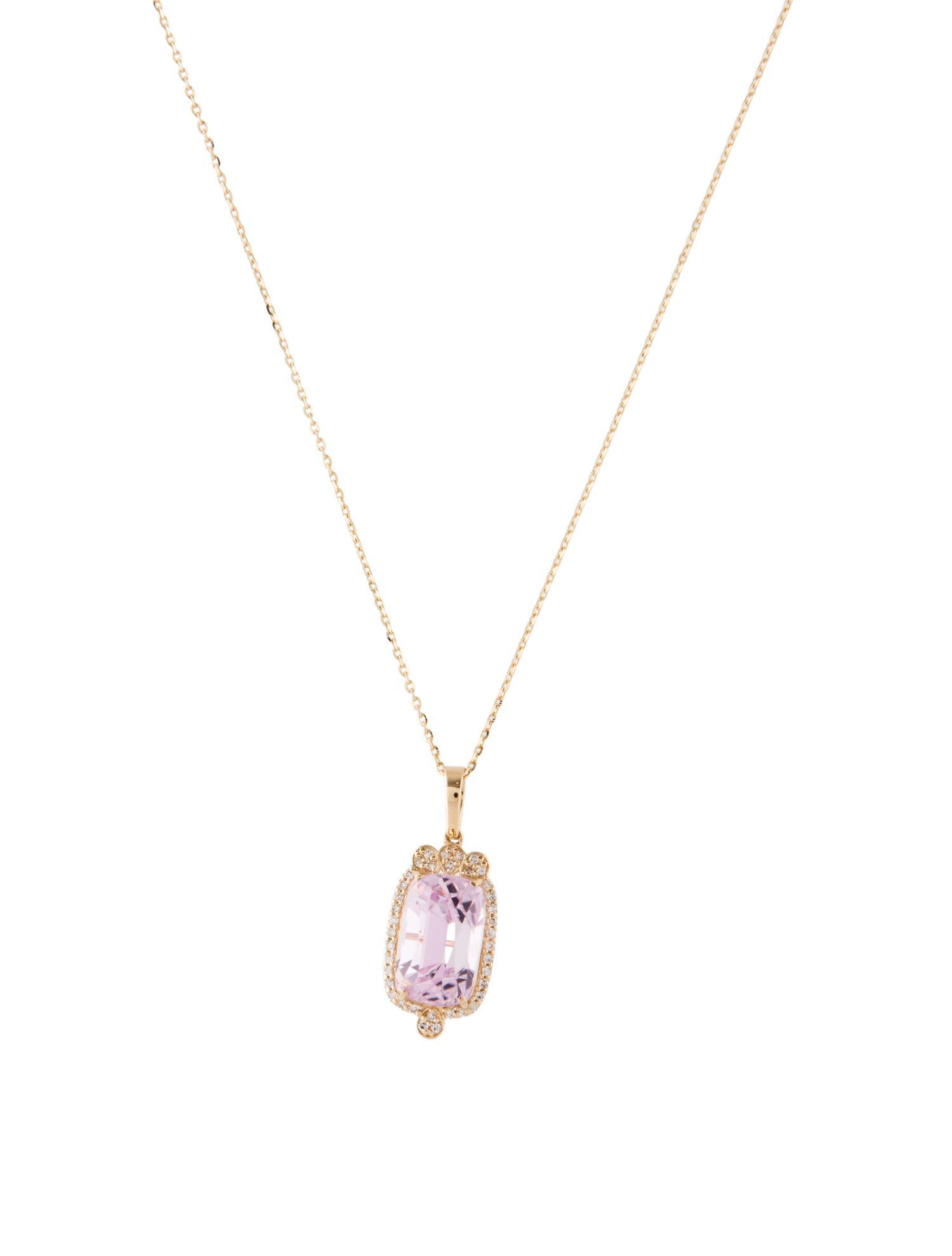 Necklace 14K 5.07ct Kunzite & Diamond Pendant