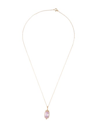 Necklace 14K 5.07ct Kunzite & Diamond Pendant Necklace