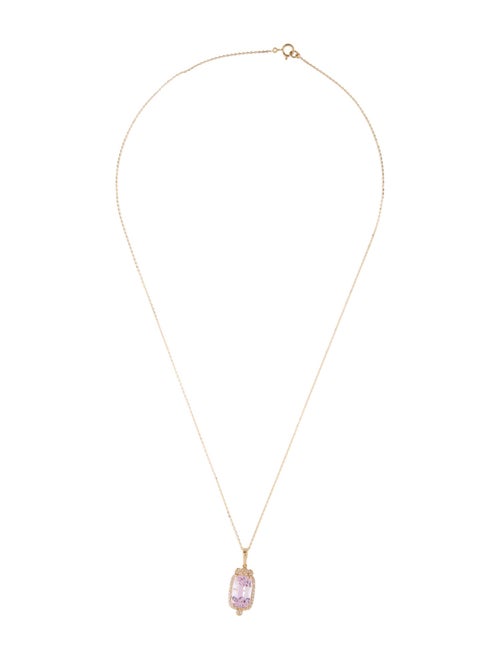 Necklace 14K 5.07ct Kunzite & Diamond Pendant Necklace