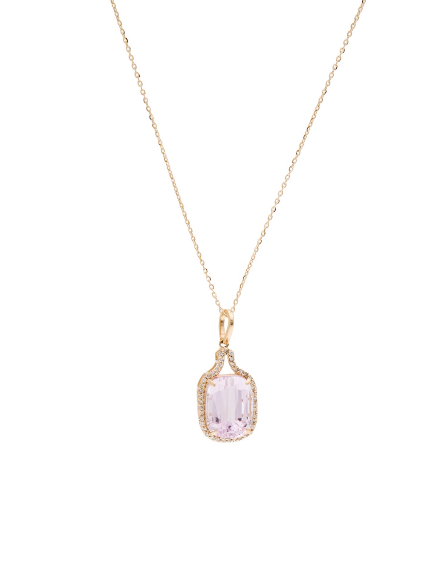 Necklace 14K 5.16ct Kunzite & Diamond Pendant