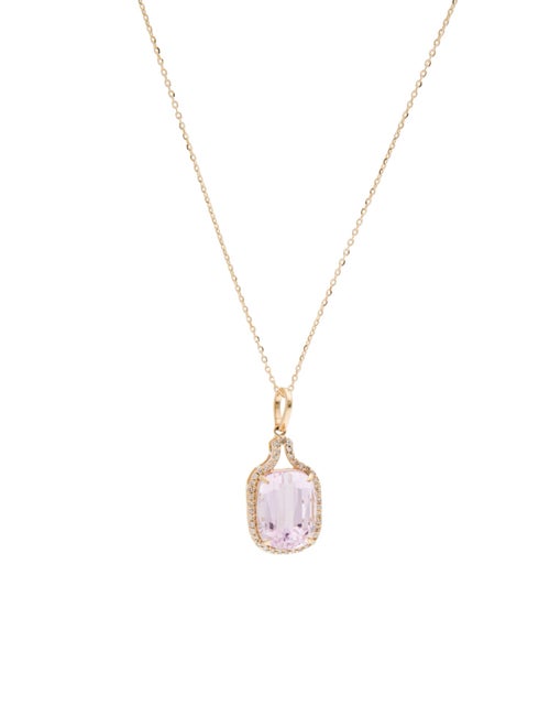 Necklace 14K 5.16ct Kunzite & Diamond Pendant Necklace