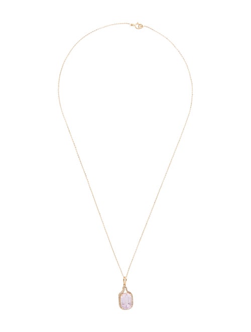 Necklace 14K 5.16ct Kunzite & Diamond Pendant Necklace
