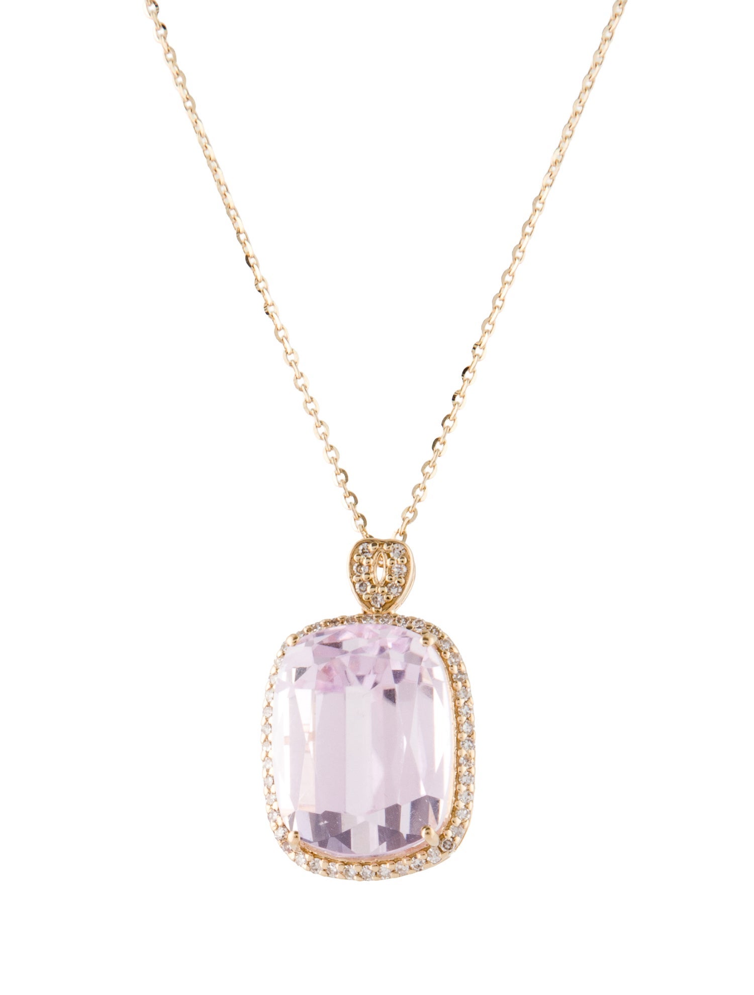 Necklace 14K 10.74ct Kunzite & Diamond Pendant