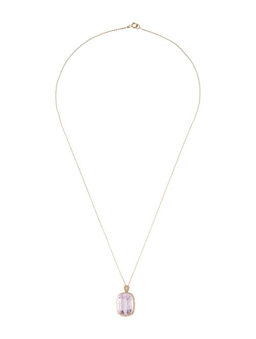 Necklace 14K 10.74ct Kunzite & Diamond Pendant Necklace