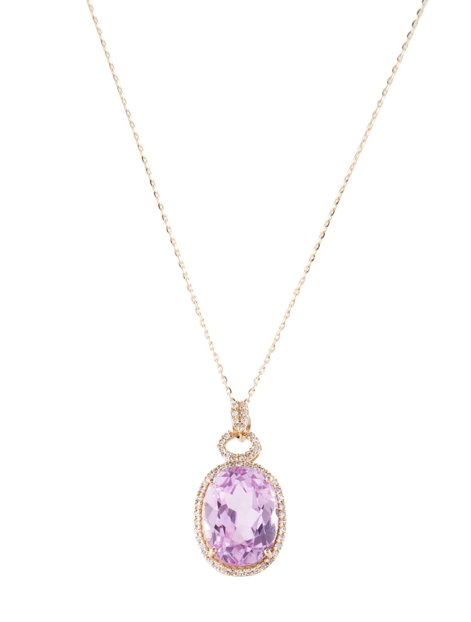 Necklace 14K 6.51ct Kunzite & Diamond Pendant