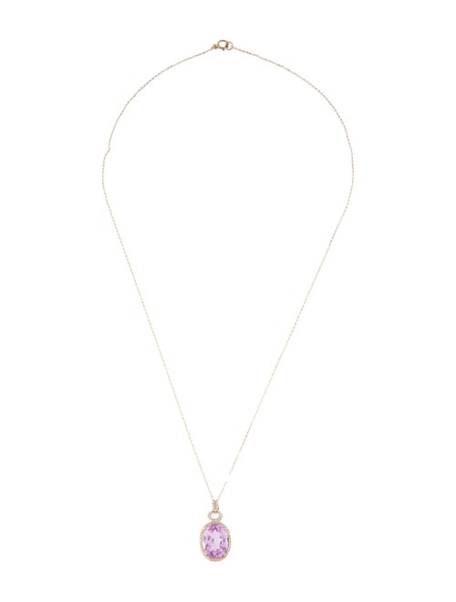 Necklace 14K 6.51ct Kunzite & Diamond Pendant Necklace