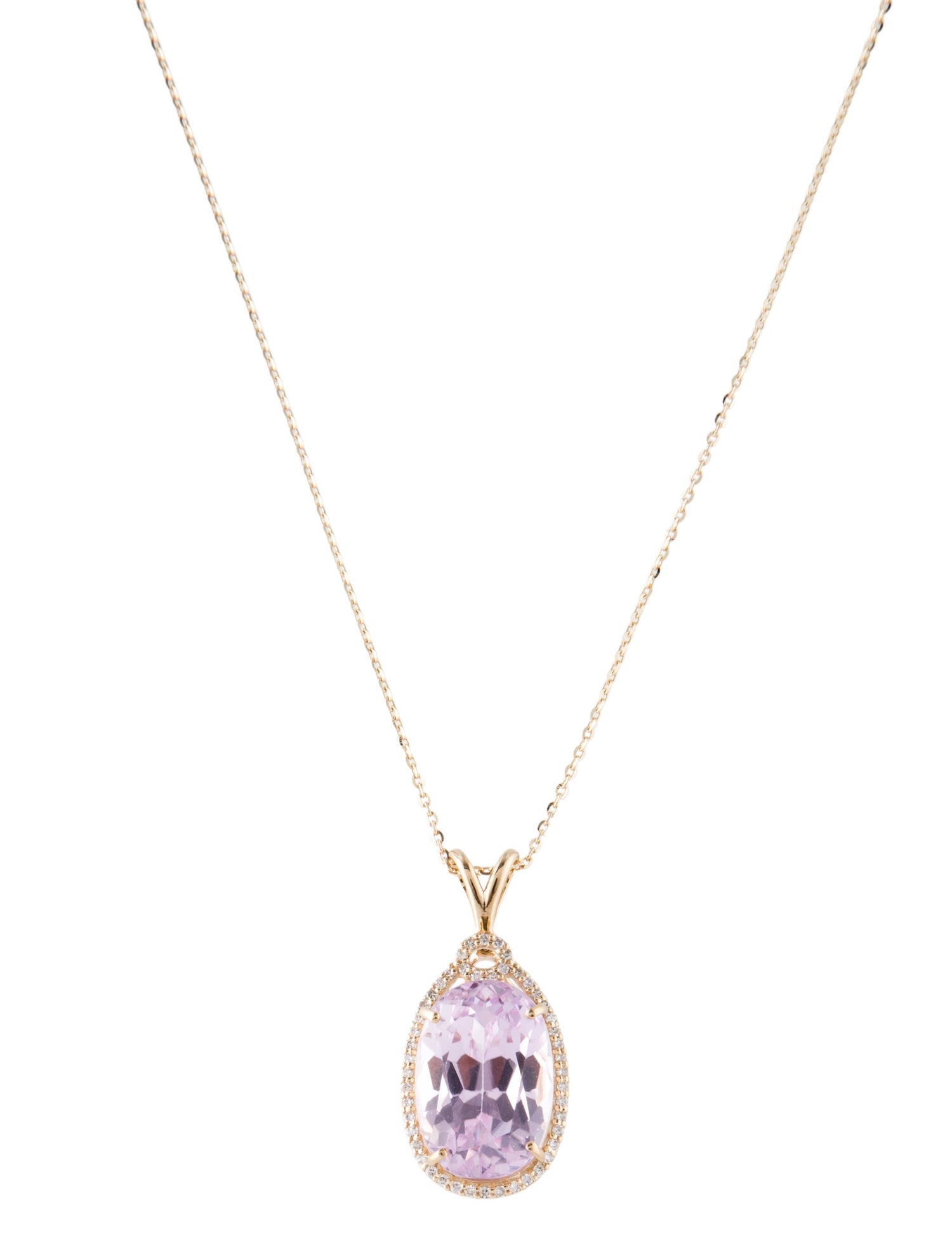 Necklace 14K 9.58ct Kunzite & Diamond Pendant
