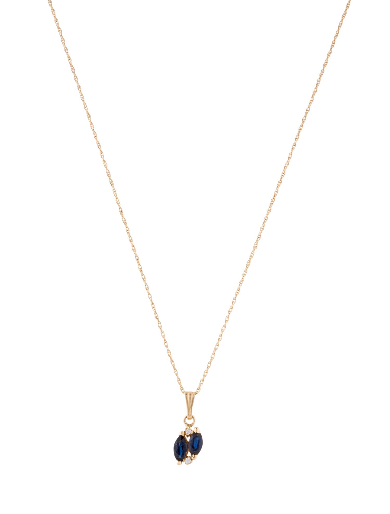 Necklace 14K Sapphire & Diamond Pendant Necklace