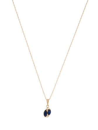 Necklace 14K Sapphire & Diamond Pendant Necklace