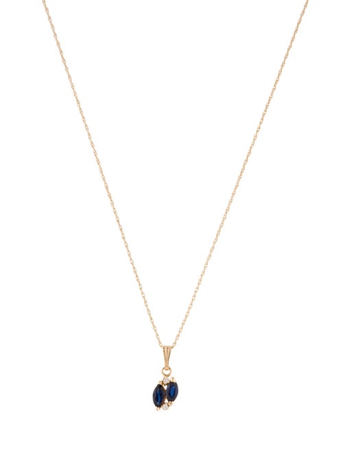 Necklace 14K Sapphire & Diamond Pendant Necklace