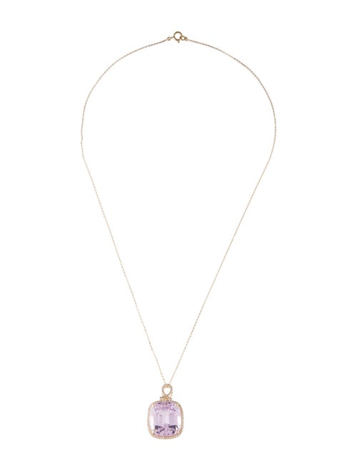Necklace 14K 20.63ct Kunzite & Diamond Pendant Necklace