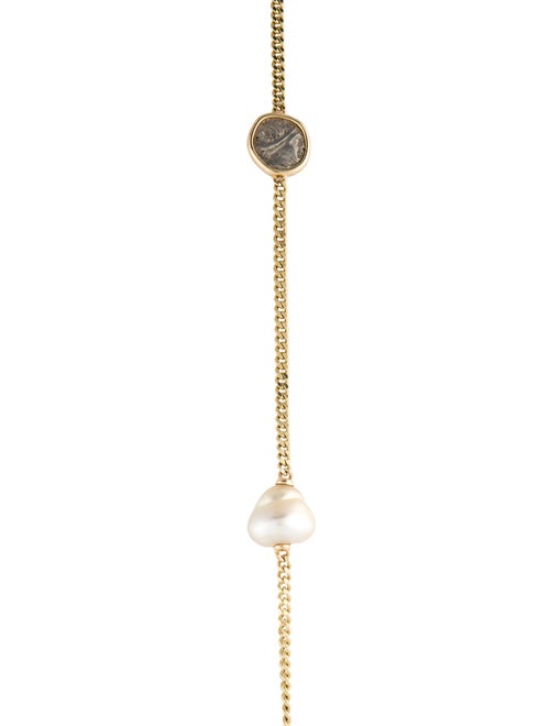 Necklace 18K Pearl, Dyed Pearl & Coin Station Necklace