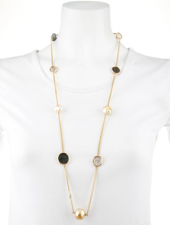Necklace 18K Pearl, Dyed Pearl & Coin Station Necklace