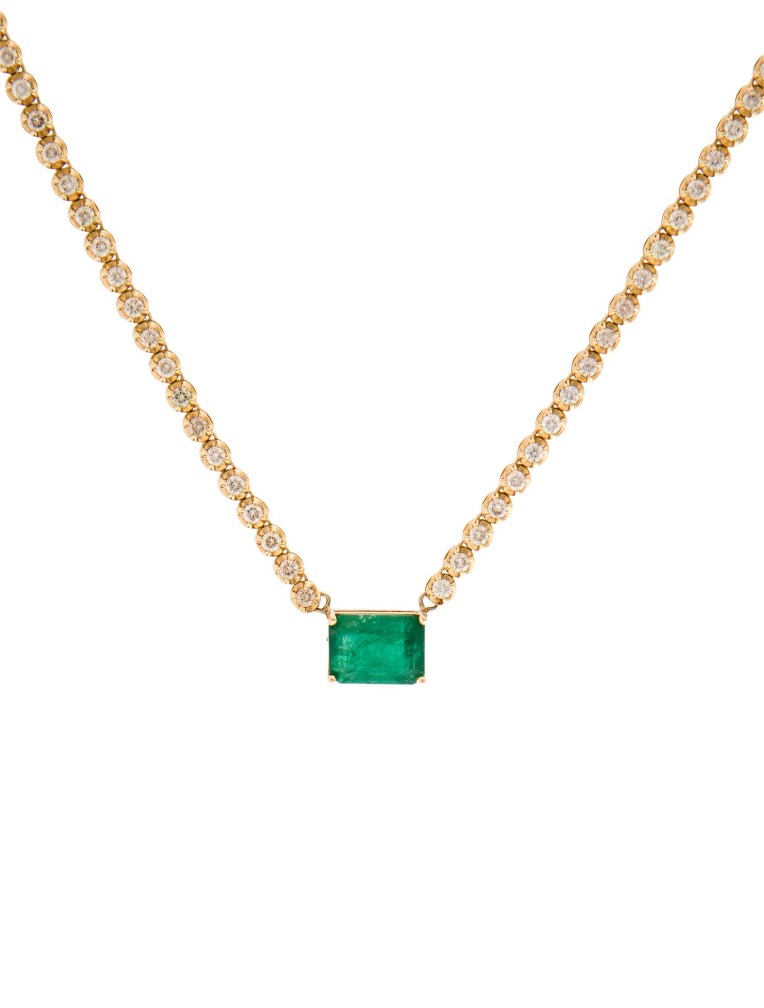Necklace 18K 2.05ct Emerald & Diamond Pendant