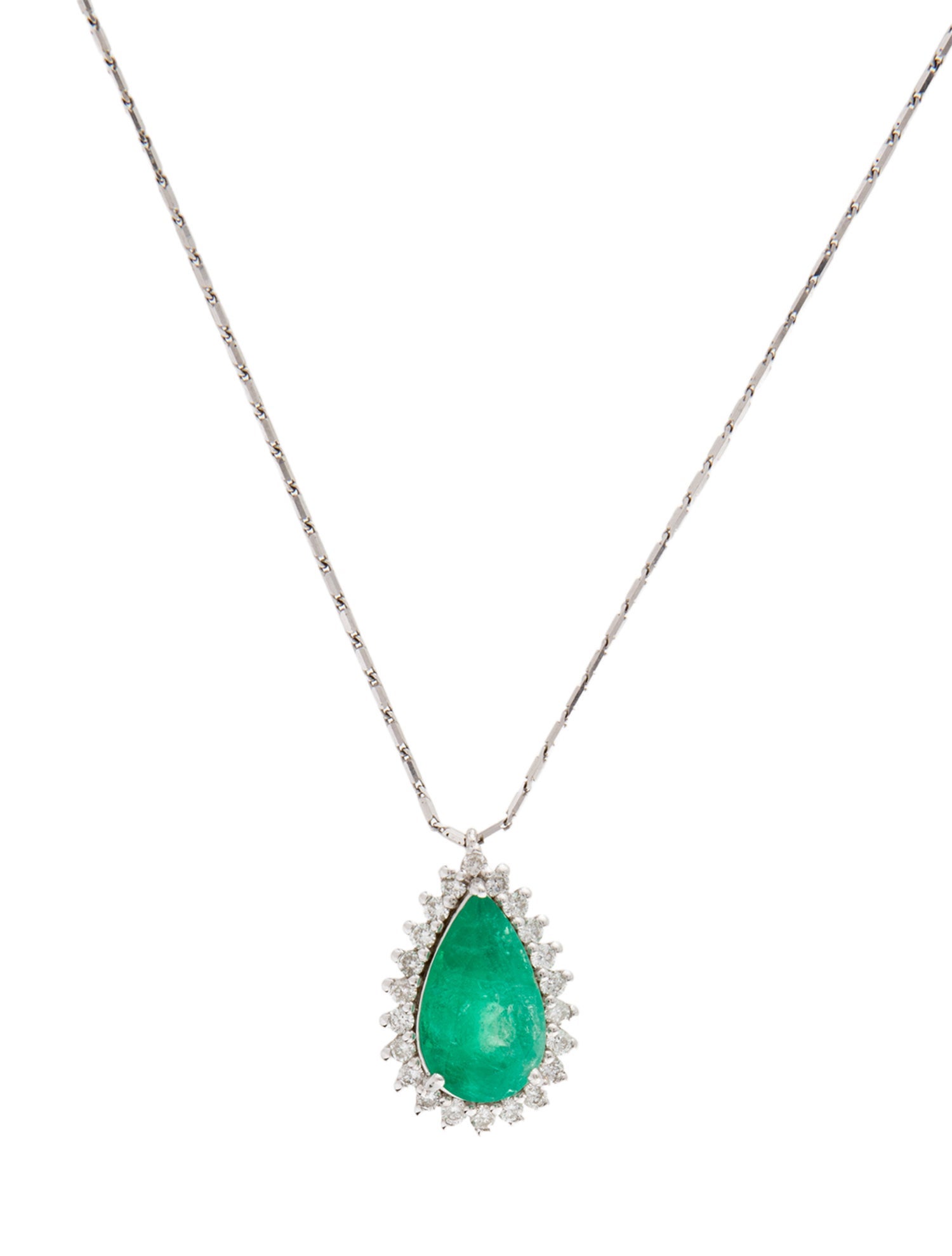 Necklace 18K 3.60ct Emerald & Diamond Pendant
