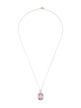 Necklace 14K 10.88ct Kunzite & Diamond Pendant Necklace