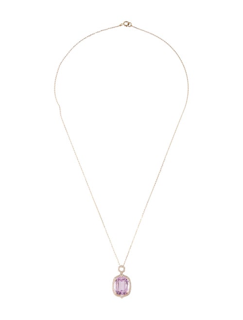 Necklace 14K 10.88ct Kunzite & Diamond Pendant Necklace