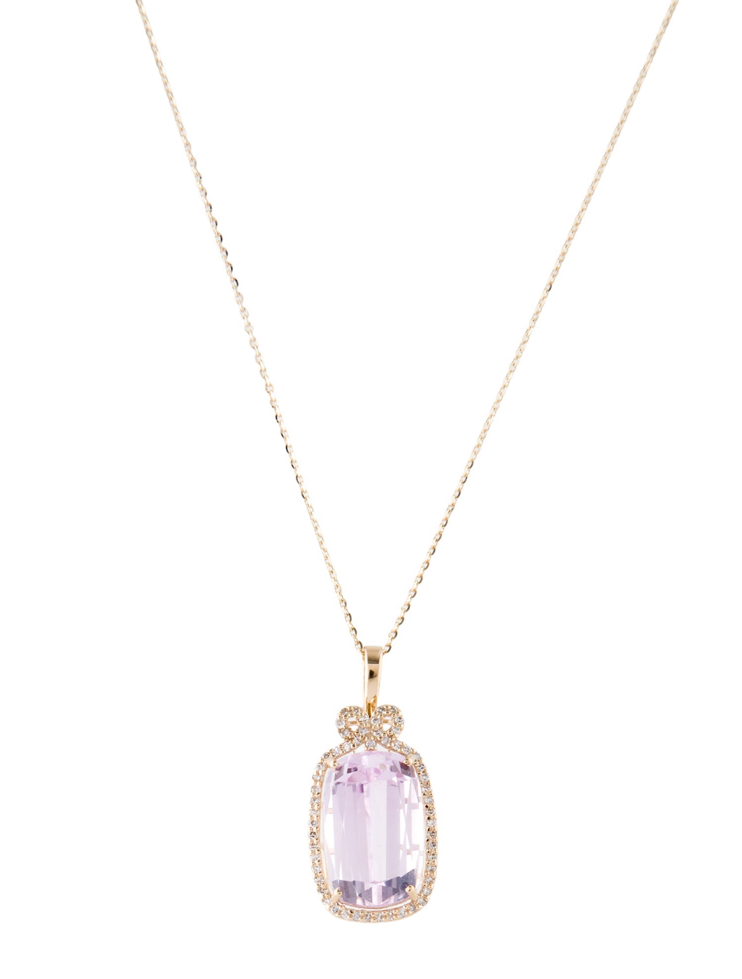 Necklace 14K 8.49ct Kunzite & Diamond Pendant