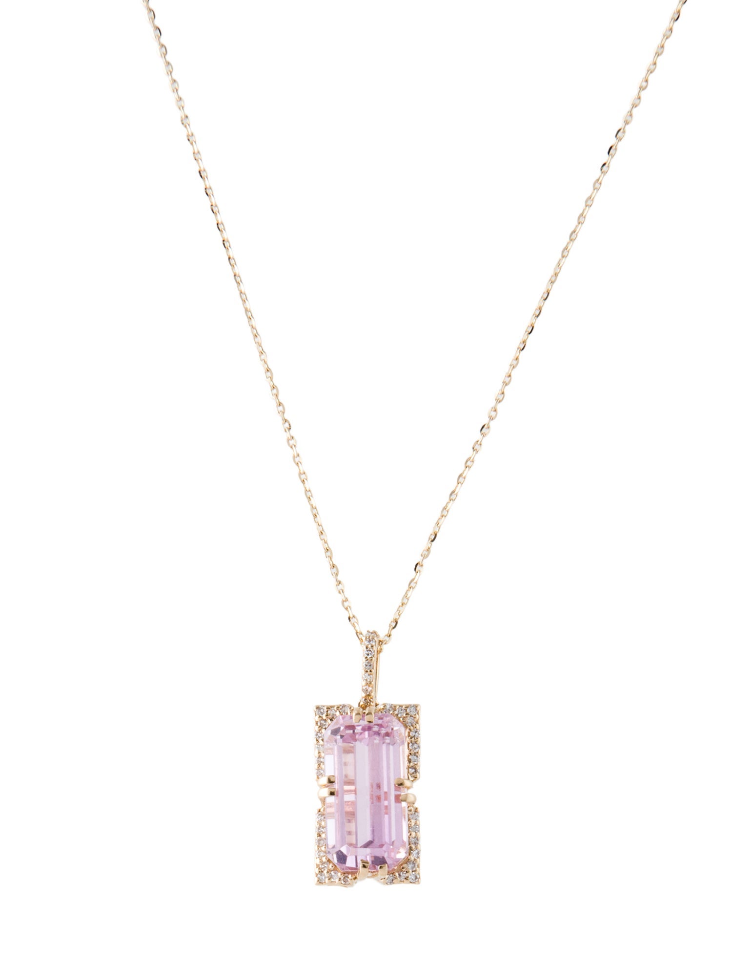 Necklace 14K 5.50ct Kunzite & Diamond Pendant