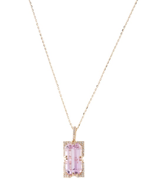 Necklace 14K 5.50ct Kunzite & Diamond Pendant Necklace