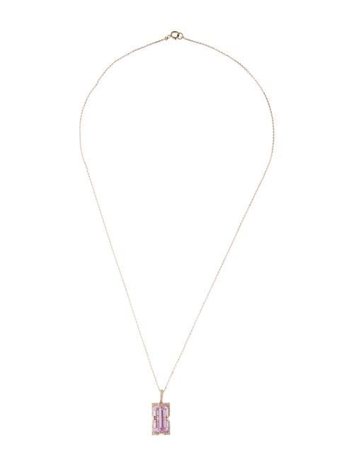Necklace 14K 5.50ct Kunzite & Diamond Pendant Necklace
