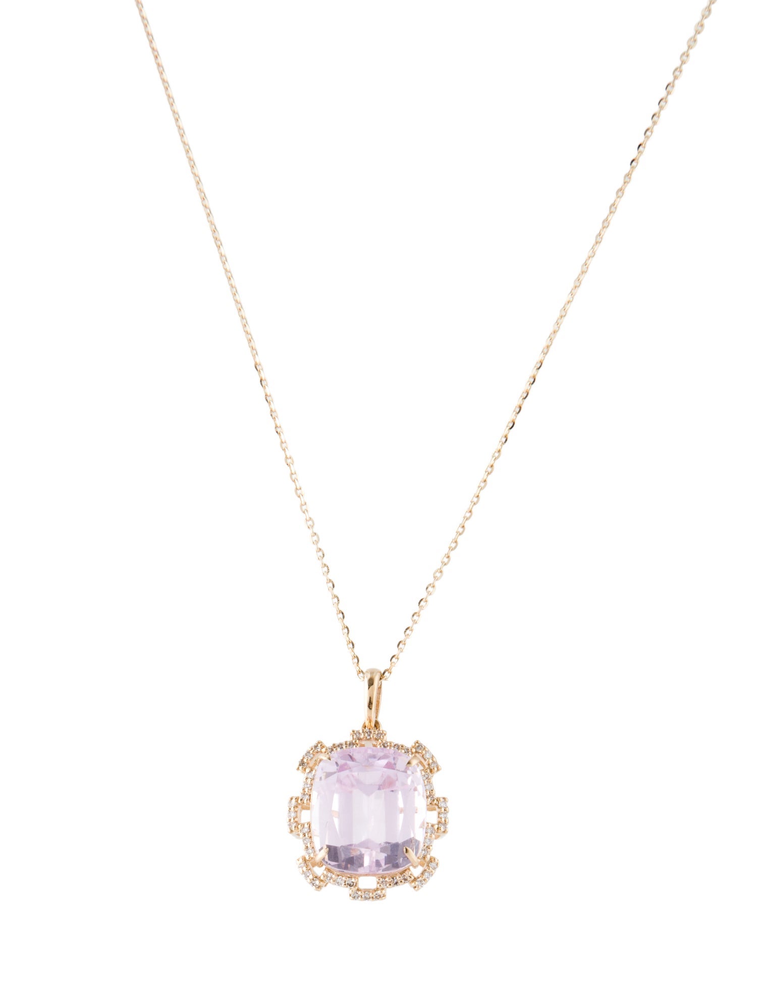 Necklace 14K 8.13ct Kunzite & Diamond Pendant