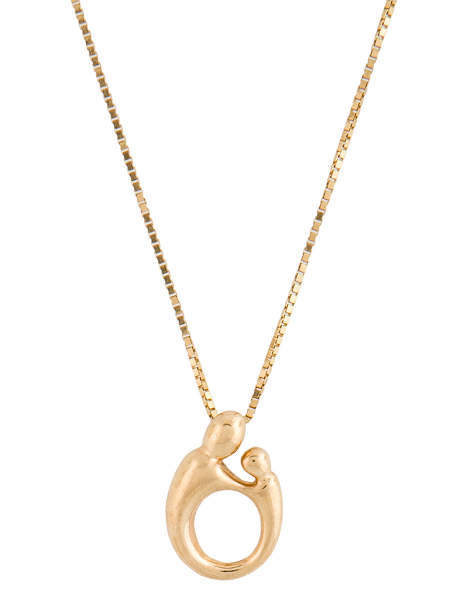 Necklace Kaynar 14K Parent/Child Pendant w/ 18K Box Chain