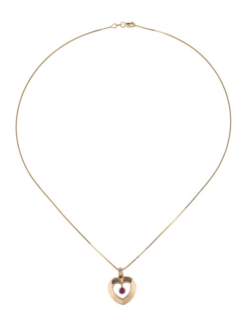 Necklace 14K Ruby Heart Pendant Necklace