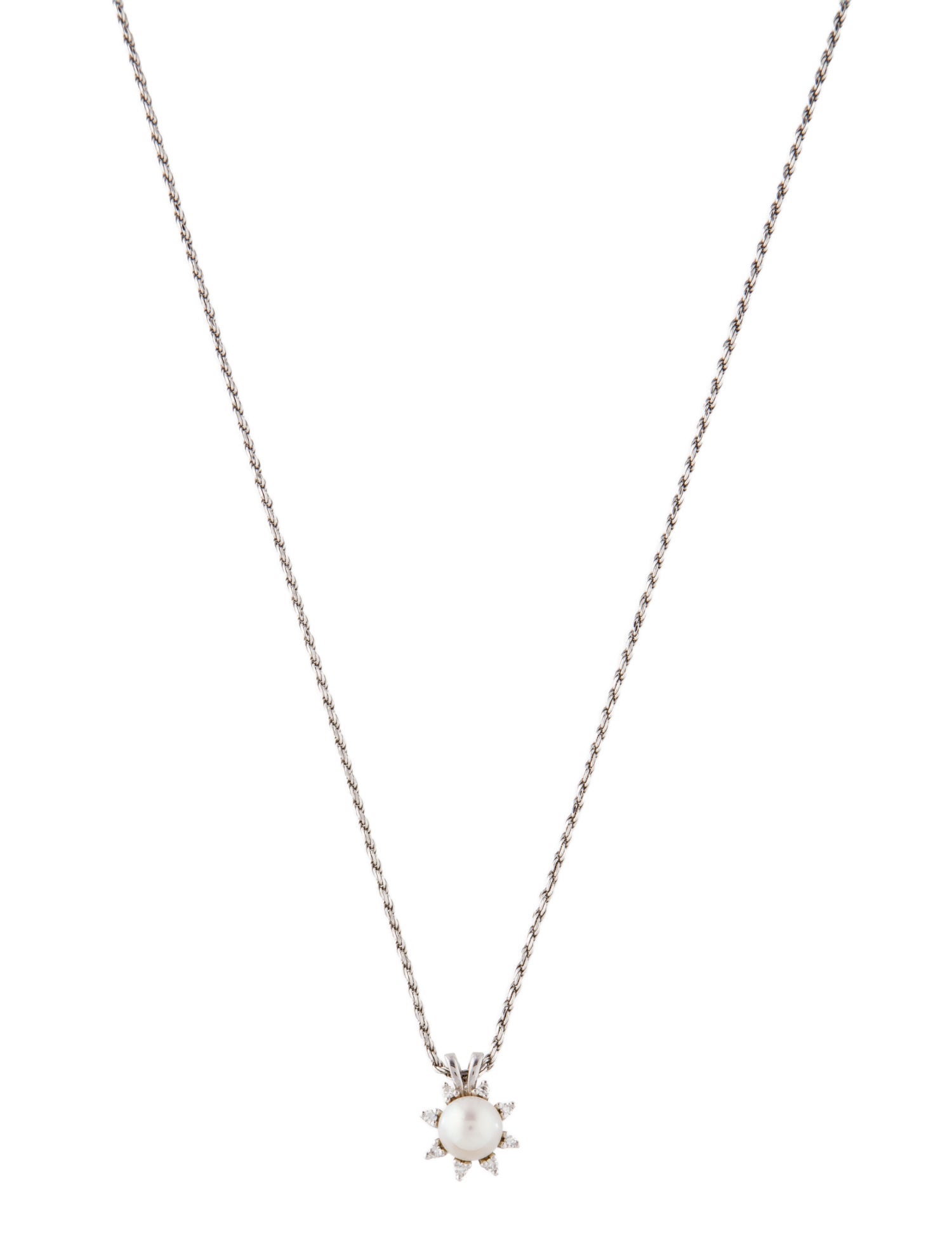 Necklace 14K Pearl & Diamond Pendant