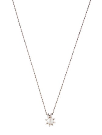 Necklace 14K Pearl & Diamond Pendant Necklace