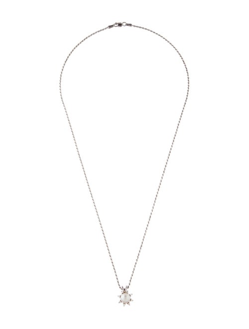 Necklace 14K Pearl & Diamond Pendant Necklace