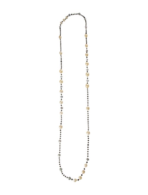 Necklace 18K Pearl & Diamond Bead Station Necklace