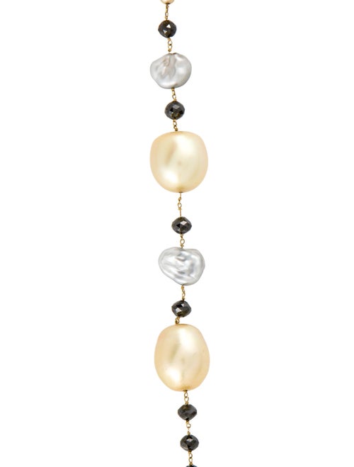 Necklace 18K Pearl & Diamond Bead Station Necklace