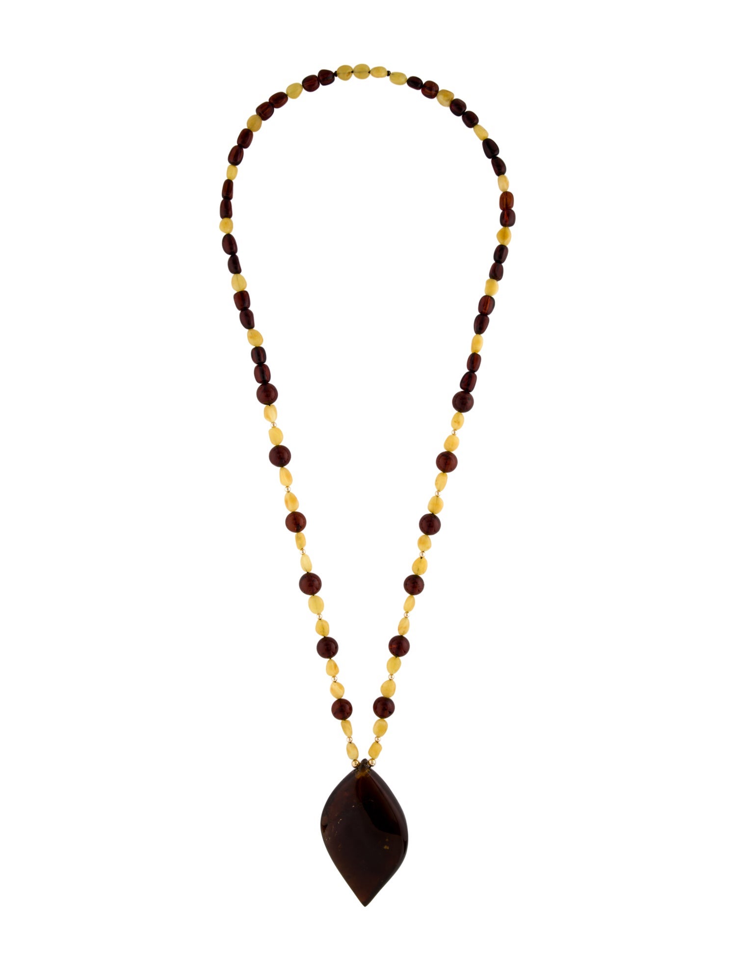 Necklace 14K Amber Beaded Pendant
