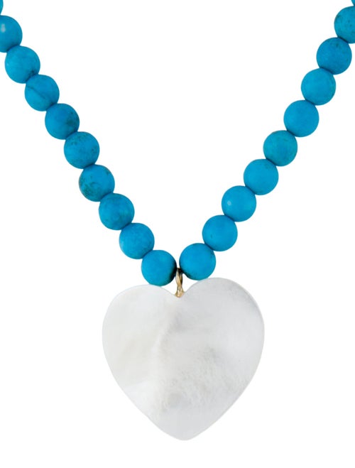 Necklace 14K Mother of Pearl & Dyed Magnesite Bead Necklace