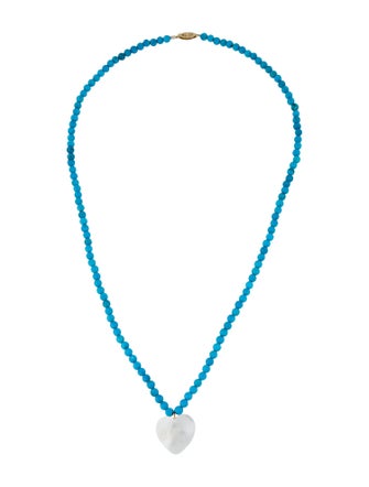 Necklace 14K Mother of Pearl & Dyed Magnesite Bead Necklace